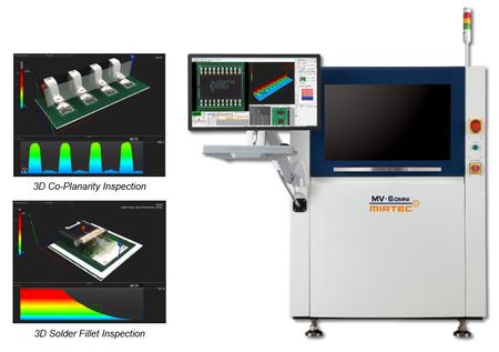 The all new MV-6 OMNI 3D AOI Machine combines MIRTEC’s exclusive 15 Mega Pixel CoaXPress Camera Technology with their proprietary OMNI-VISION® 3D Digital Tri-Frequency Moiré Technology to provide precision inspection of SMT devices on finished PCB assemblies.