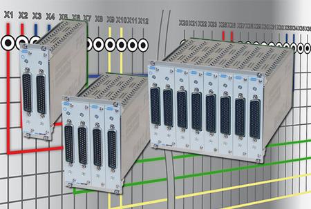 The 40-568 is a high density multi-slot BRIC occupying 2, 4 or 8 slots of a PXI chassis and provides a range of 1 pole matrix solutions from 75x4 to 600x4, substantially increasing the density of 2A matrices compared to competing solutions.