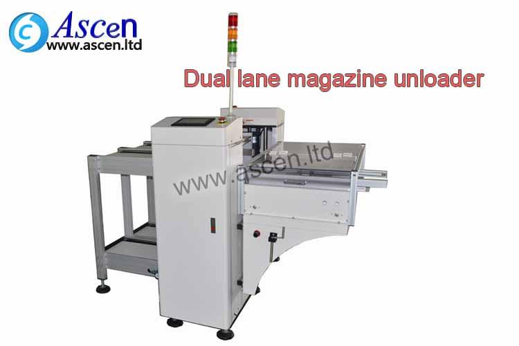 automatic PCB multi magazine unloader with multi track for SMT assembly