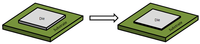 The reduced ratio of die thickness to die bond area
